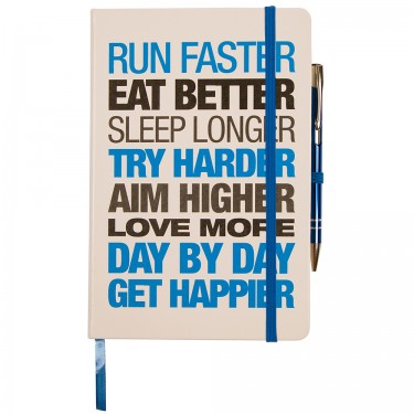 Motivational Notebook - Hardback A5 White/Blue